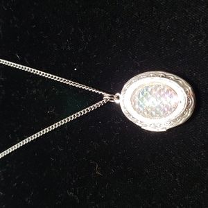 Silver Tone Locket with Mermaid Scales Prism